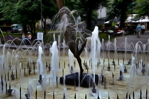 city garden fountain.2021.07 as dream