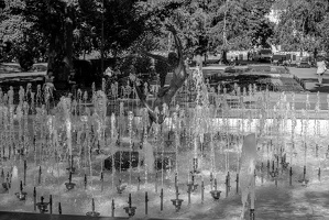 city garden fountain 2023.07 dt bw